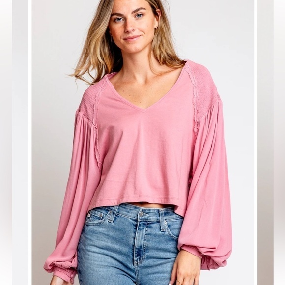 NWT Free People Kathy Tee in Blush. Size Large - Picture 2 of 10